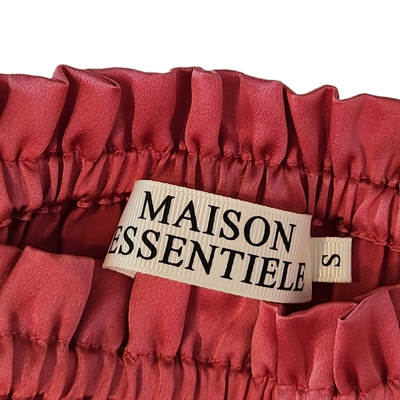 Pink Ruched 100% Silk Crop Top - Picture 7 of 9